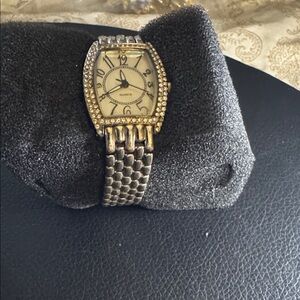 Silver Quartz Watch with Rhinestones